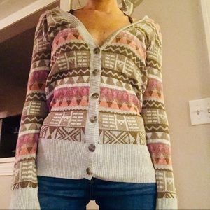 Button-up aztec pattern cardigan